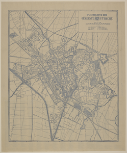 217338 Plattegrond van de gemeente Utrecht. N.B. Op de achterzijde een alfabetische lijst van straten en bruggen en ...